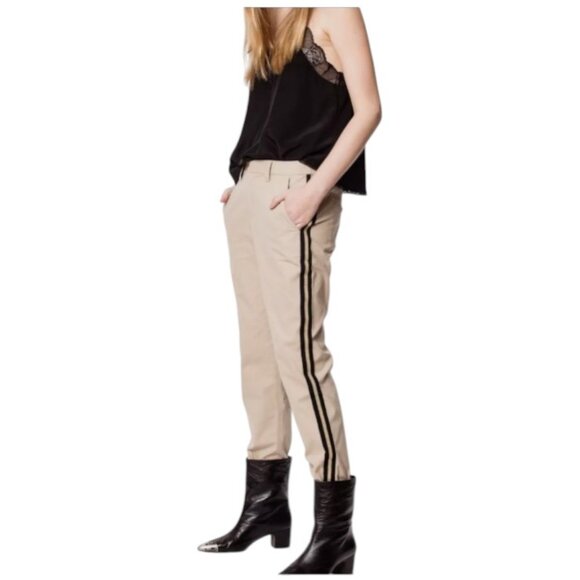 Zadig & Voltaire khaki pomelo side-stripe pants size 34 - Picture 2 of 9